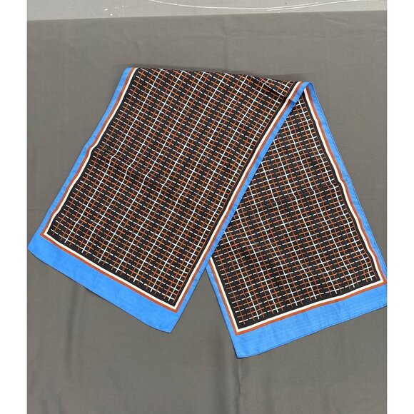 Vintage Grid Print Tea Towels Blue Orange Black Cotton Kitchen Linens Headwear S - Picture 1 of 4